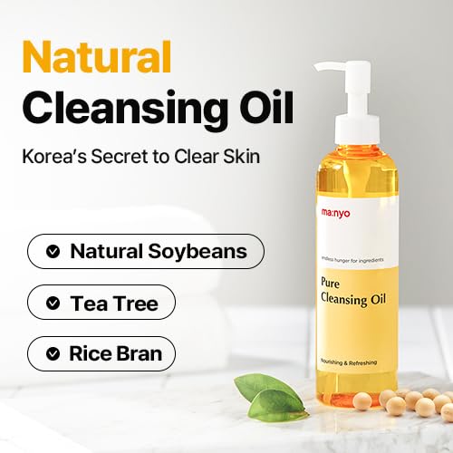 Manyo aceite limpiador herbáceo, textura ligera y sensación fresca.