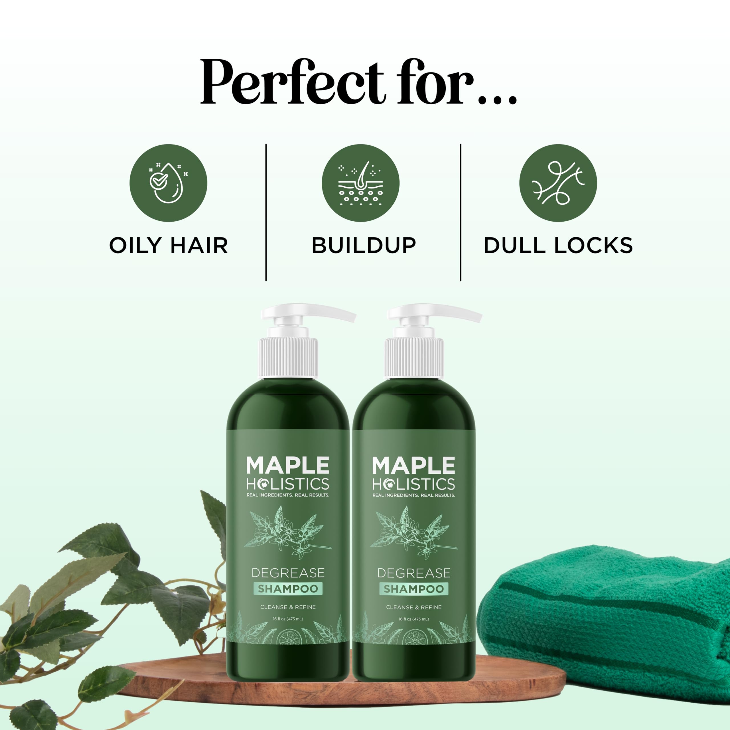 Maple Holistics Degrease cuidando cabello y cuero cabelludo de forma delicada.