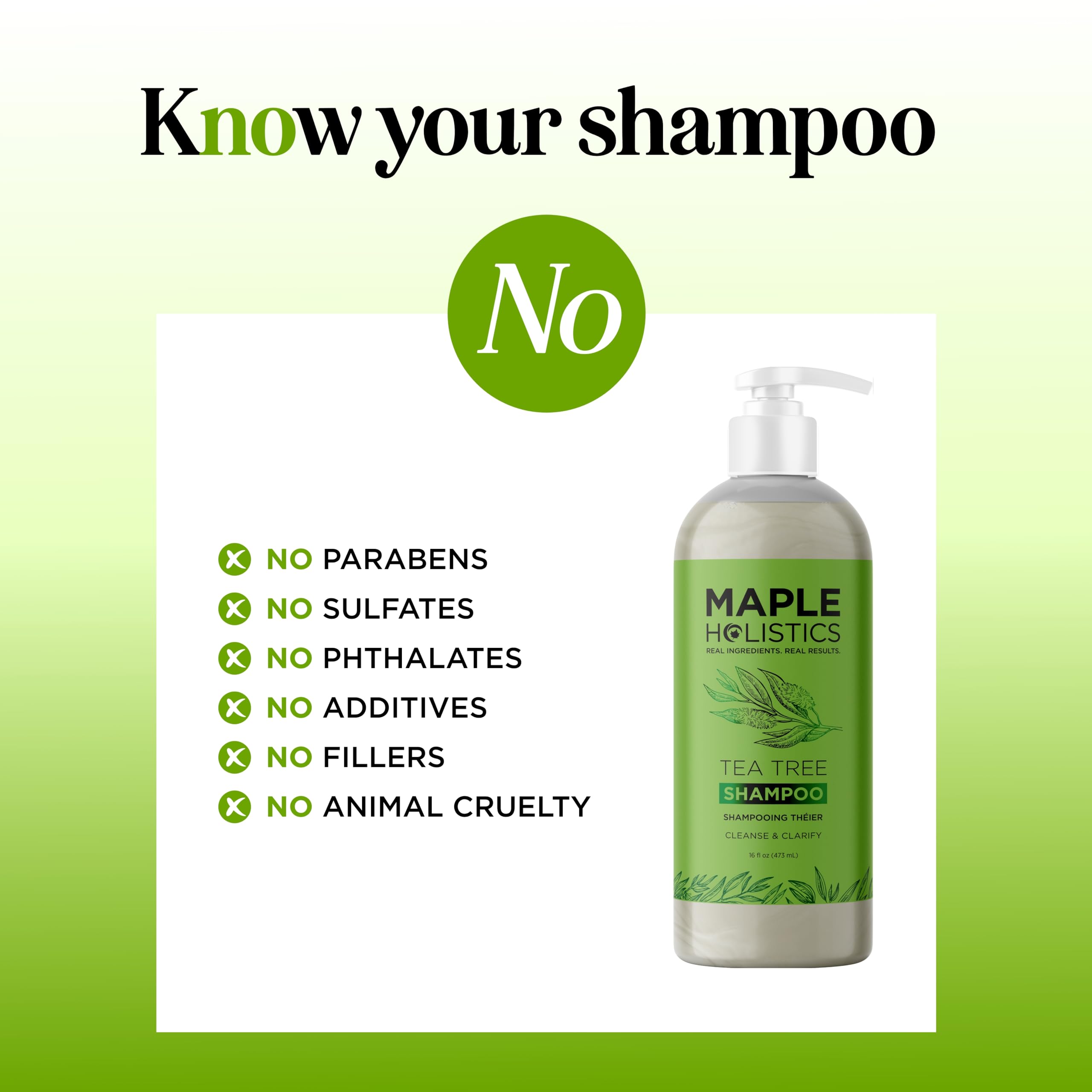 Maple Holistics Champú con aceite de romero, botella muestra textura cremosa en el cabello.