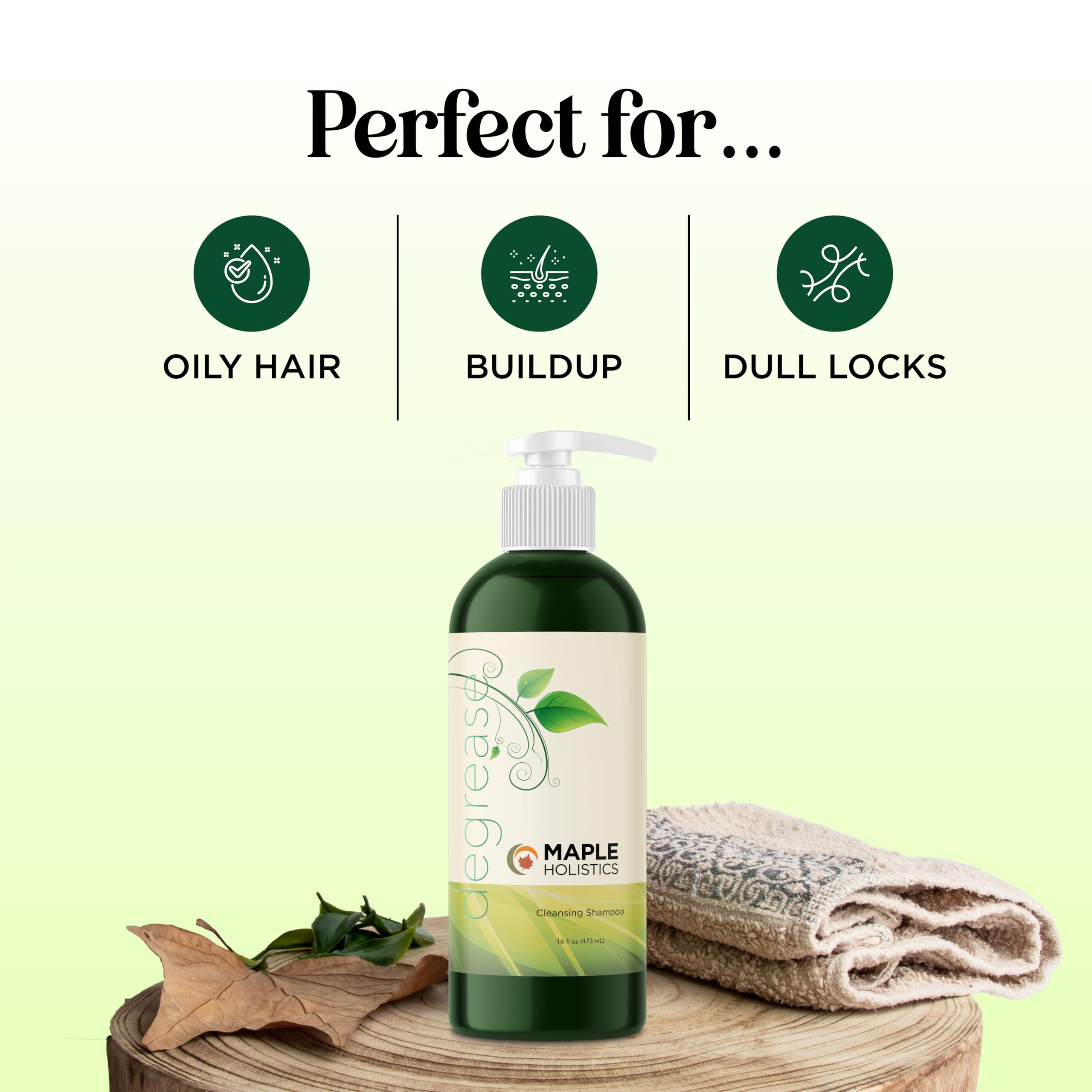 Maple Holistics Degrease fórmula sin sulfatos agresivos para cuero cabelludo