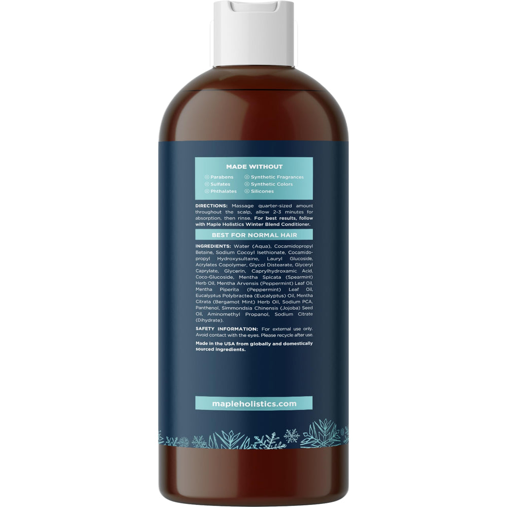 Maple Holistics shampoo bottle on a bathroom shelf fits daily cleansing routine