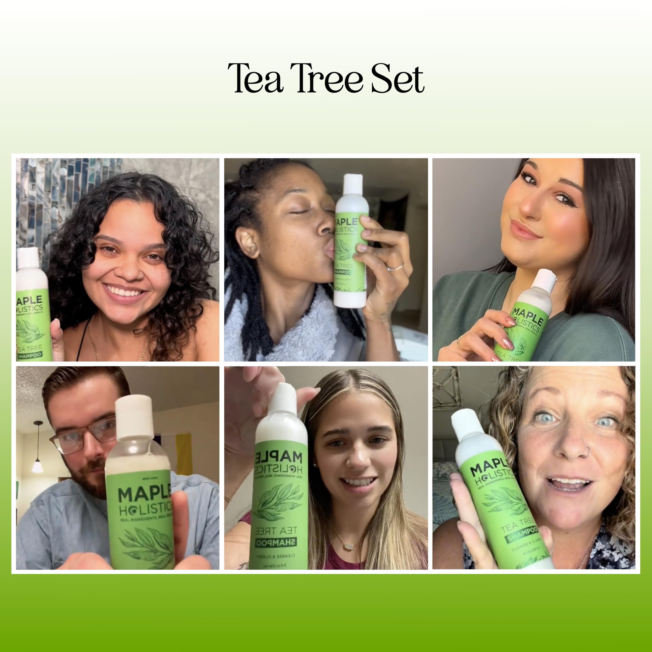 Maple Holistics Tea Tree Conditioner label closeup shows paraben-free ingredients