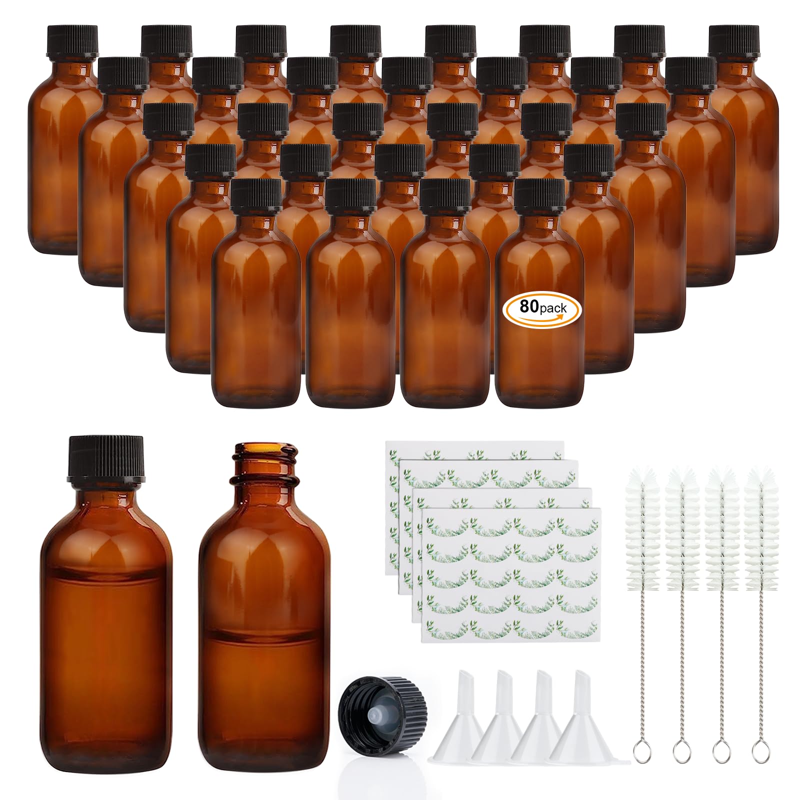 Botella ámbar Maredash 2 oz, botella redonda para extractos