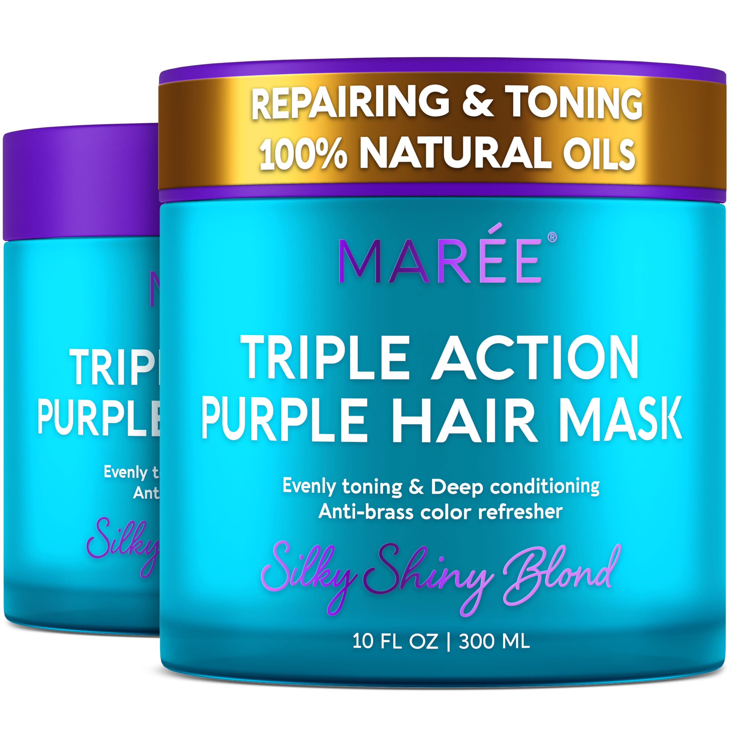 MAREE mascarilla morada para cabello rubio, paquete doble para uso en casa.