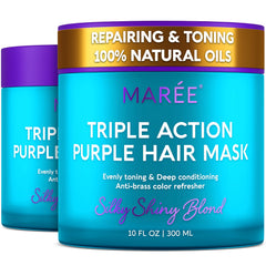 MAREE mascarilla morada para cabello rubio, paquete doble para uso en casa.