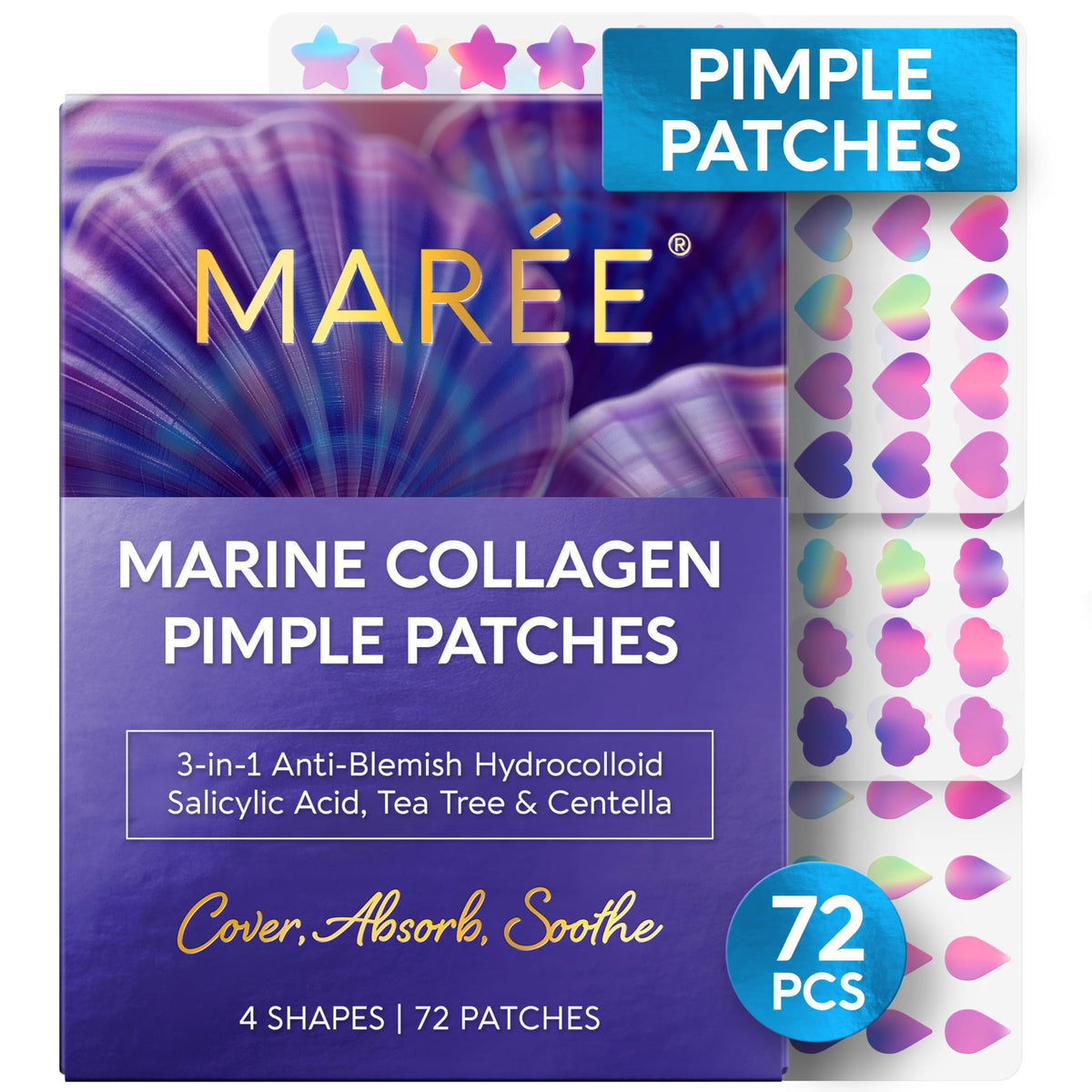MAREE parches estrellas para la cara, absorben grasa y purifican por la noche