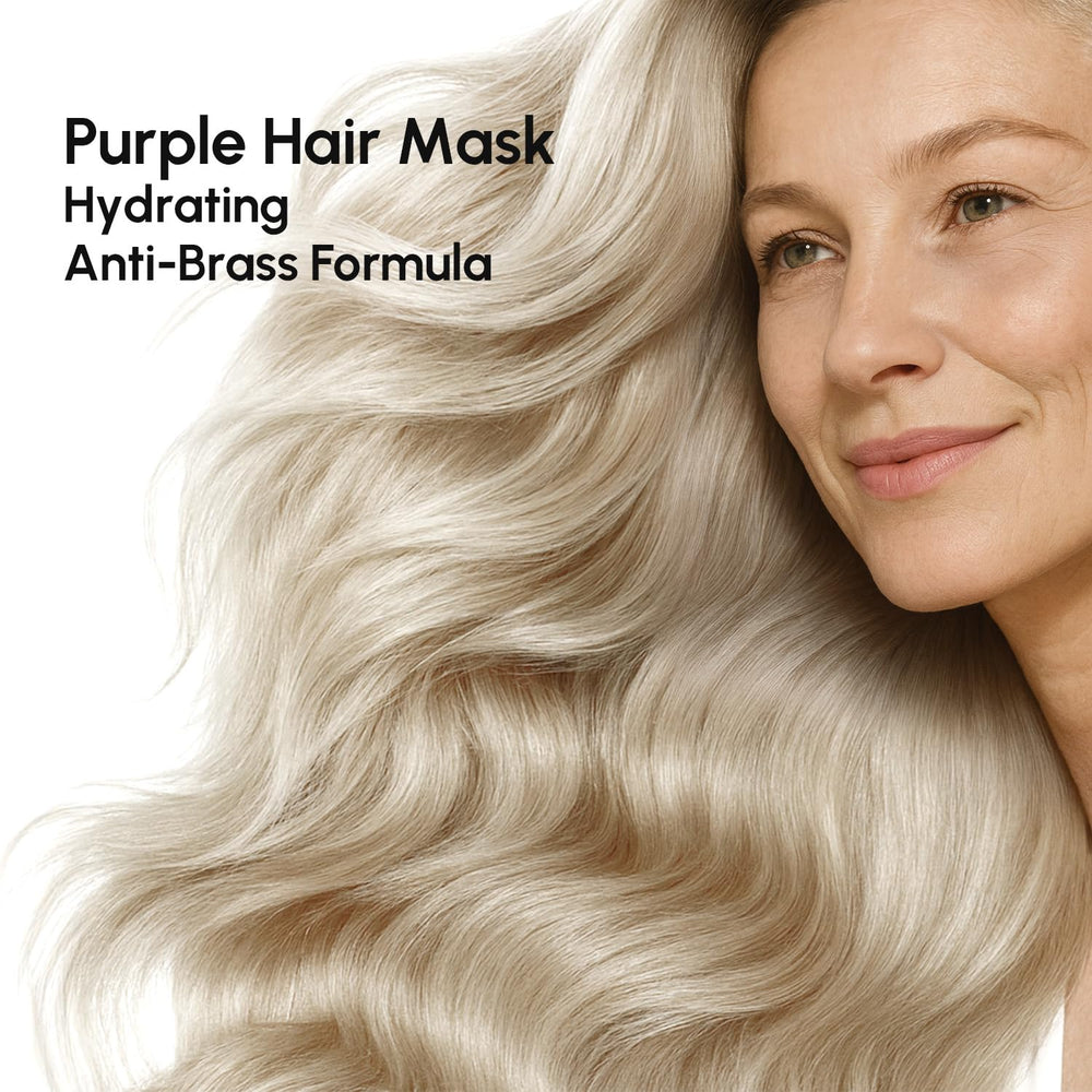 MAREE pote de mascarilla morada para cabello rubio, uso doméstico sencillo.