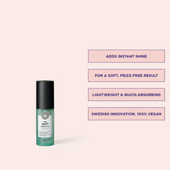 Maria Nila True Soft: aplicación en cabello seco para brillo y suavidad.