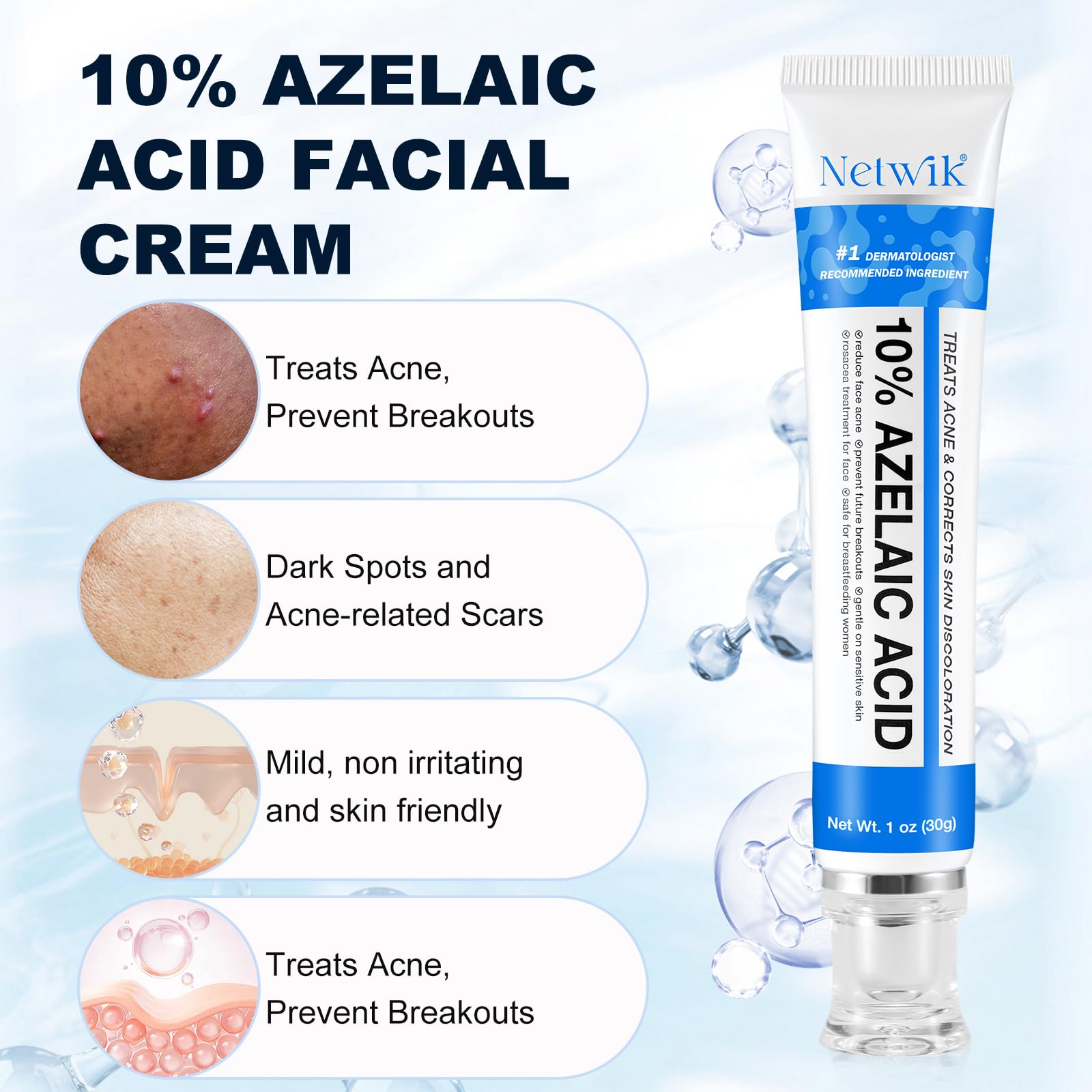 marianp crema ácido azelaico 10% en rostro para aplicación suave y piel sensible