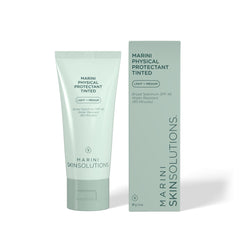 Marini SkinSolutions Protectant Tintado, botella visible, protección SPF 45 con tono universal y acabado mate.