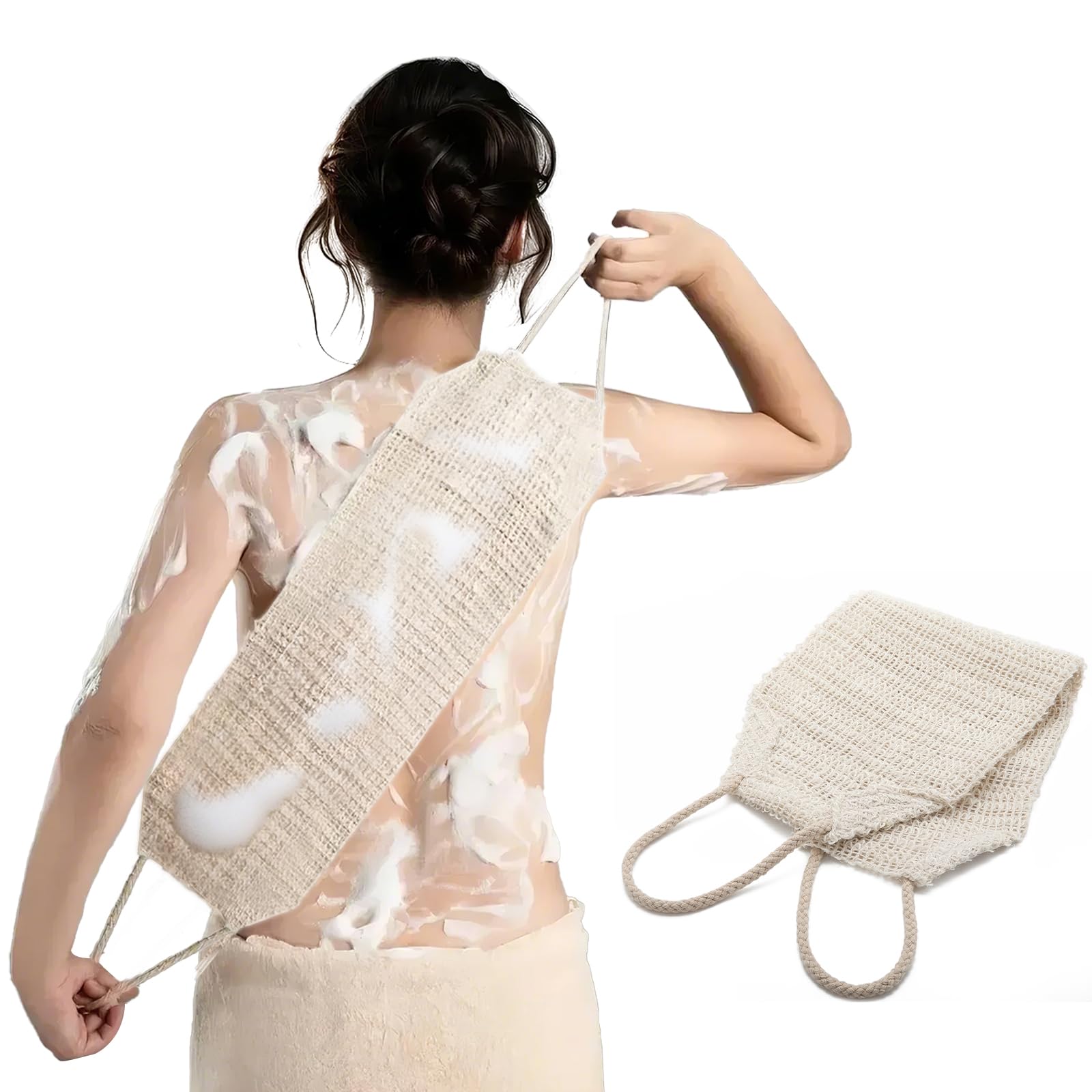 MARRASSA exfoliante para espalda con sisal natural, mejora la exfoliación suave durante la ducha