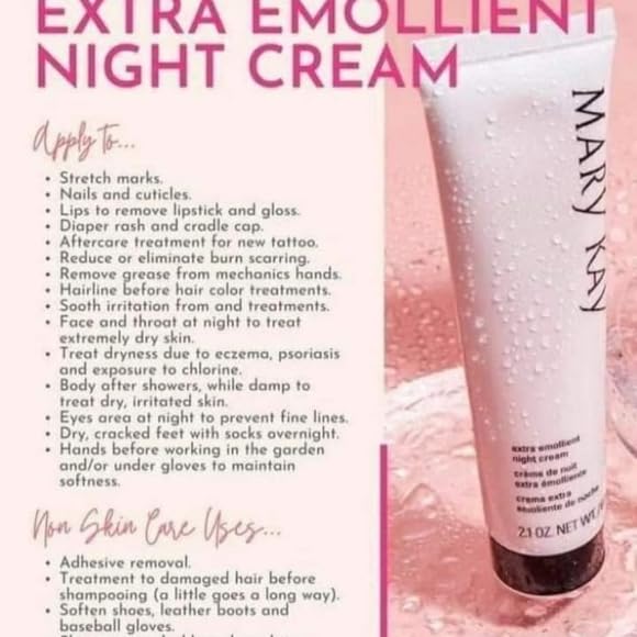 Mary Kay Extra Emollient Night Cream en lata: hidratación nocturna para piel seca.