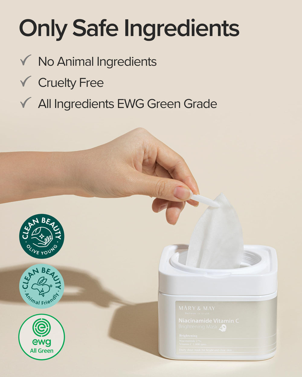 Mary&May Niacinamide Vitamina C: material de bambú ecológico, apto para diario