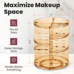 Masirs estante ajustable para maquillaje, adaptándose a distintos tamaños.