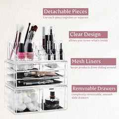 Masirs organizador cosméticos, múltiples compartimentos para brochas y joyas ordenadas.