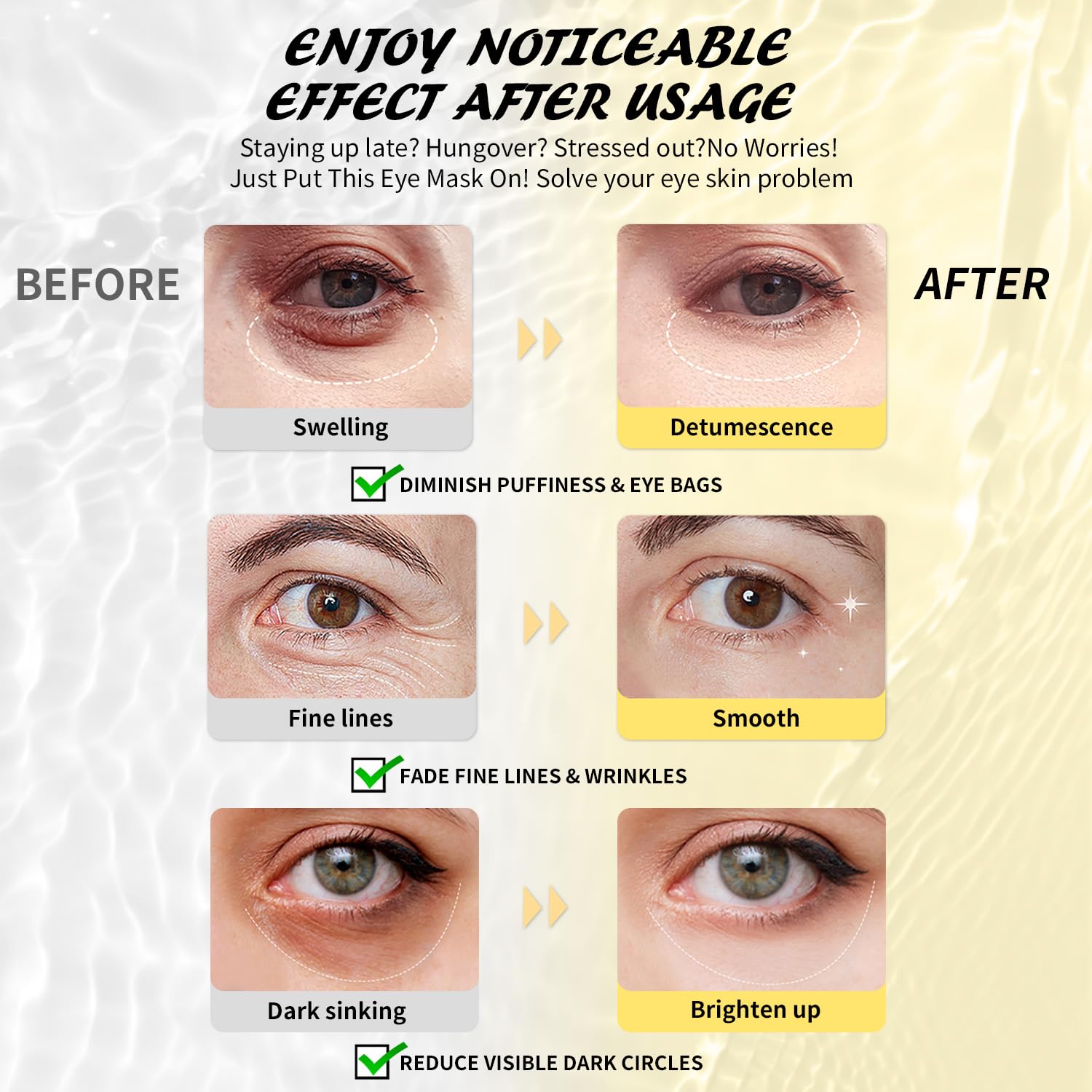 Maskiss colágeno ojos, hidratación suave alrededor de la zona ocular.
