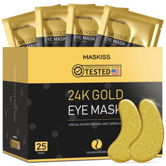Maskiss parches ojos 24k oro, empaque práctico para uso diario.