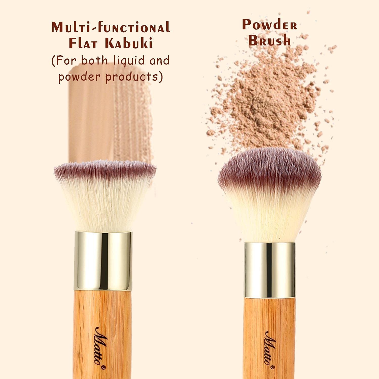 Brocha Matto Kabuki redonda para polvo mineral, acabado natural.