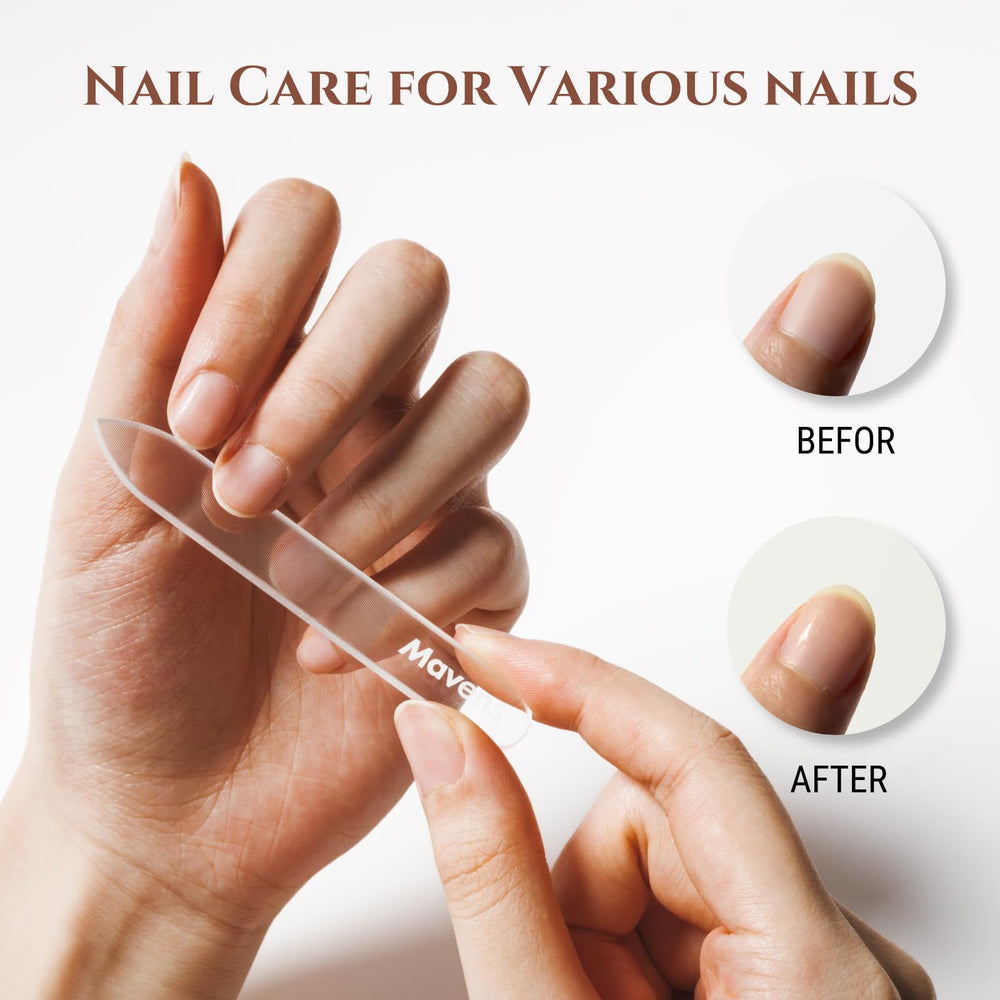Lima cristal para uñas naturales de Mavens, acabado suave y duradero.