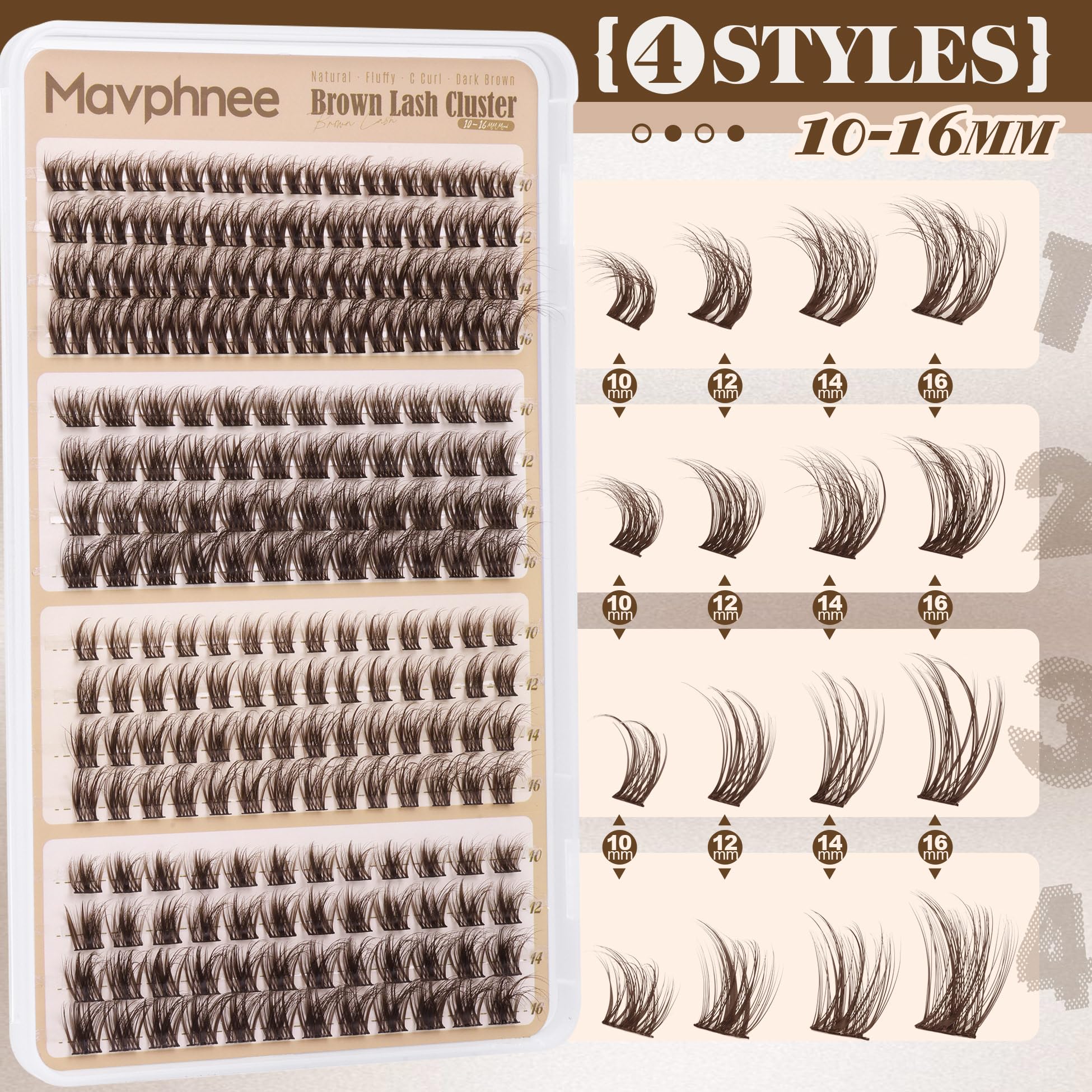 Mavphnee clúster marrón wispy para volumen suave.