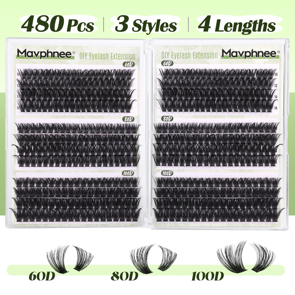 Pestañas Mavphnee racimos rizado D 60D 12 mm para más definición.