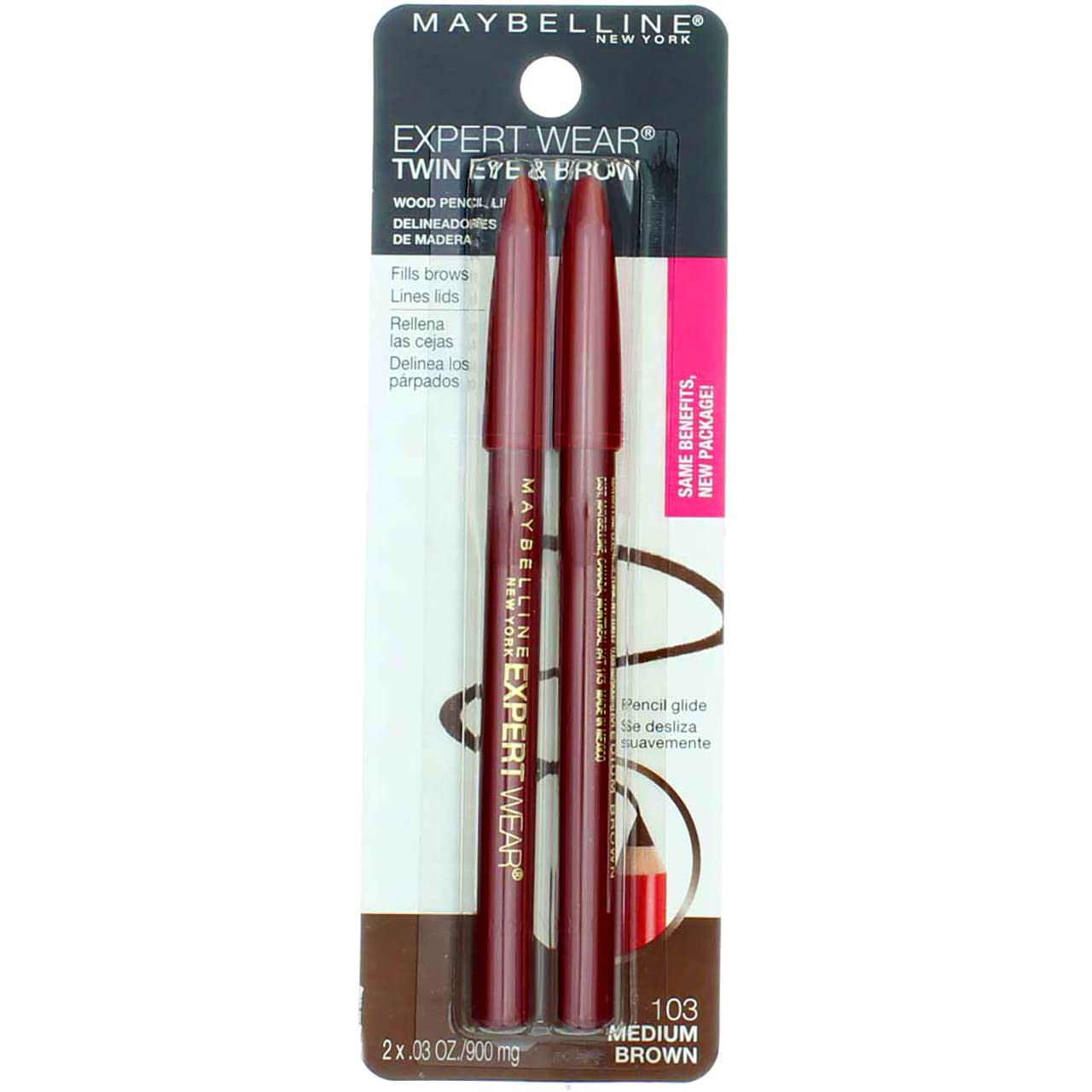 Maybelline Expert Eyes Twin Brow Pencil close-up of the wood tip for precise application.