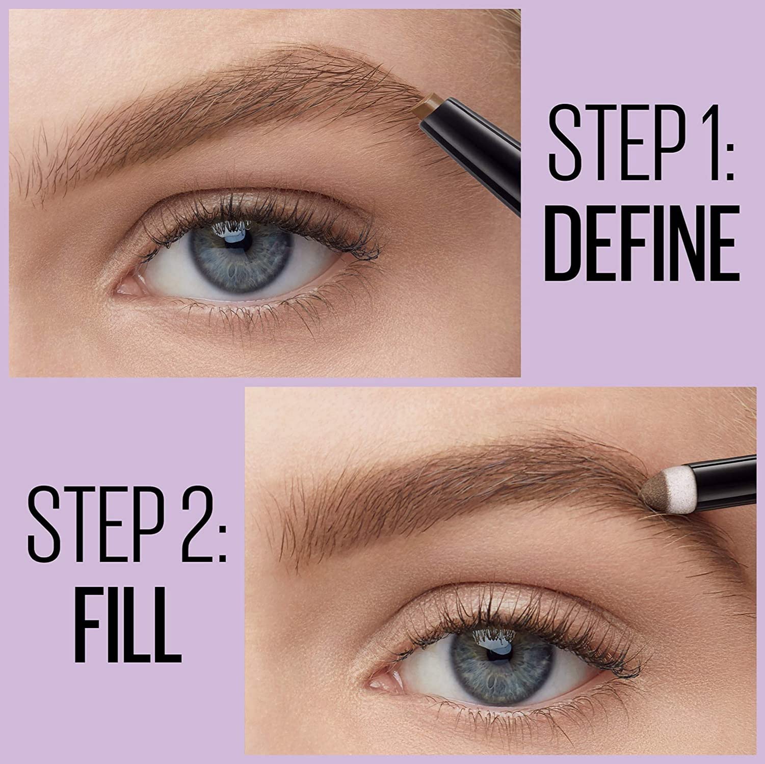 Maybelline Express Brow ofrece acabado natural para un look suave y pulido.