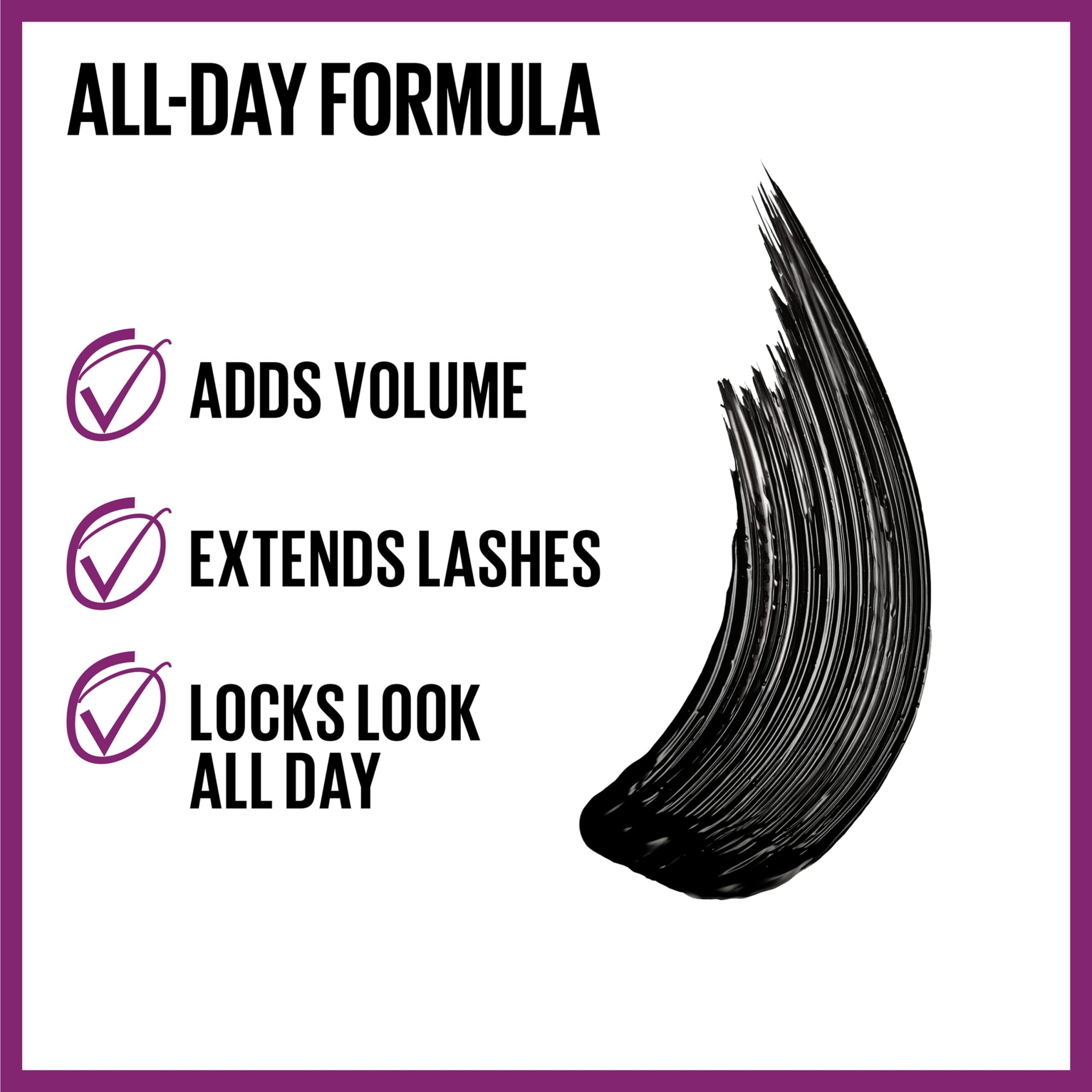 Maybelline Falsies Lift con fibras infundidas para mayor longitud visible.