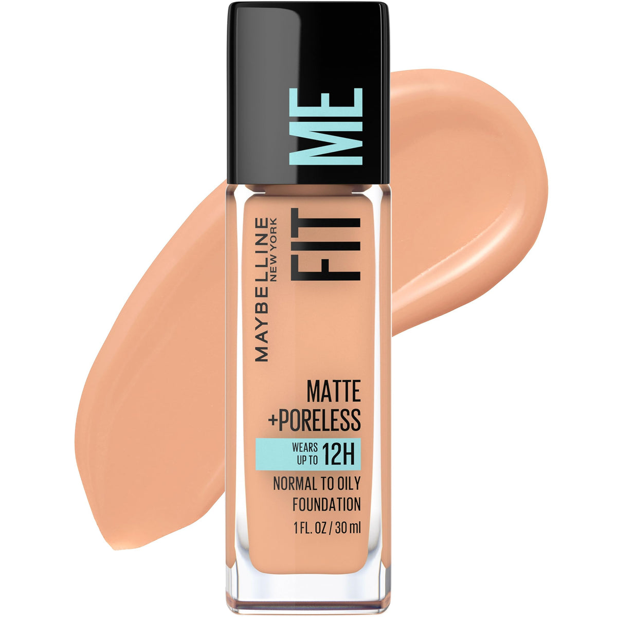 Maybelline Fit Me Matte + Poreless, textura natural y acabado mate para piel normal a grasa.