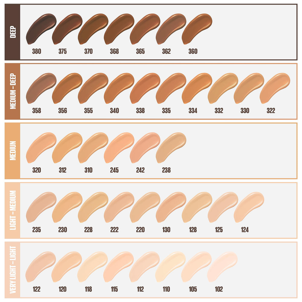 Maybelline Fit Me variedad de tonos para encontrar tu color ideal.
