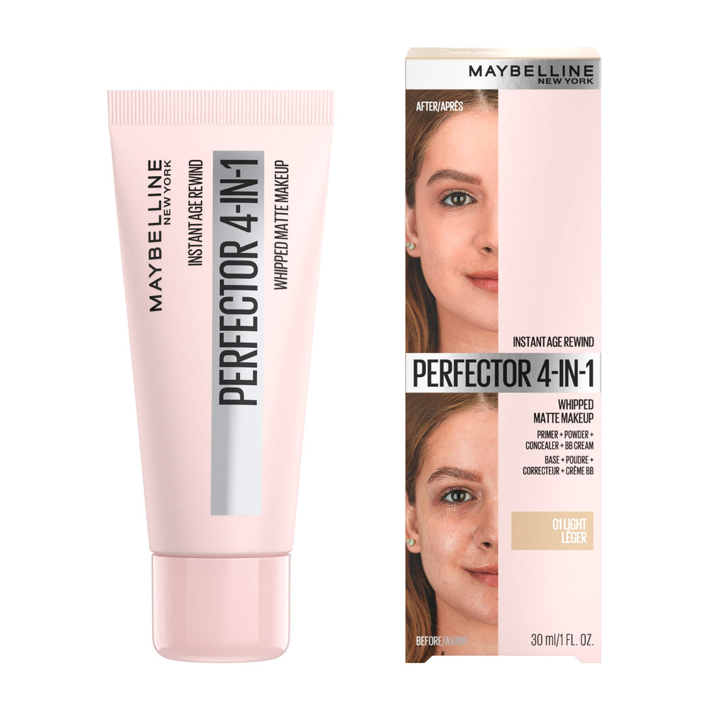 Maybelline Instant Age Rewind 4en1 matte, aplicación con dedo, difumina poros.