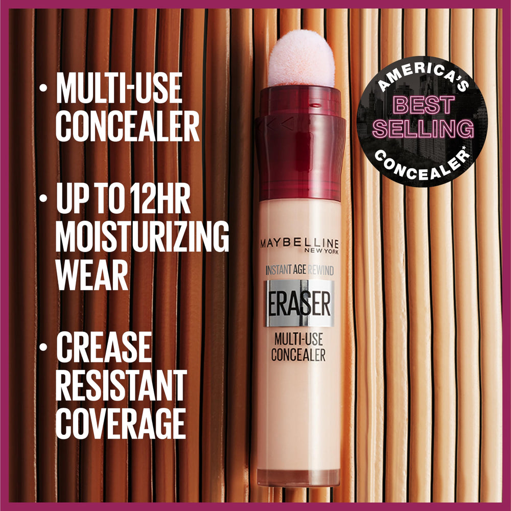 Cobertura media de Maybelline Instant Age Rewind para ojeras visibles