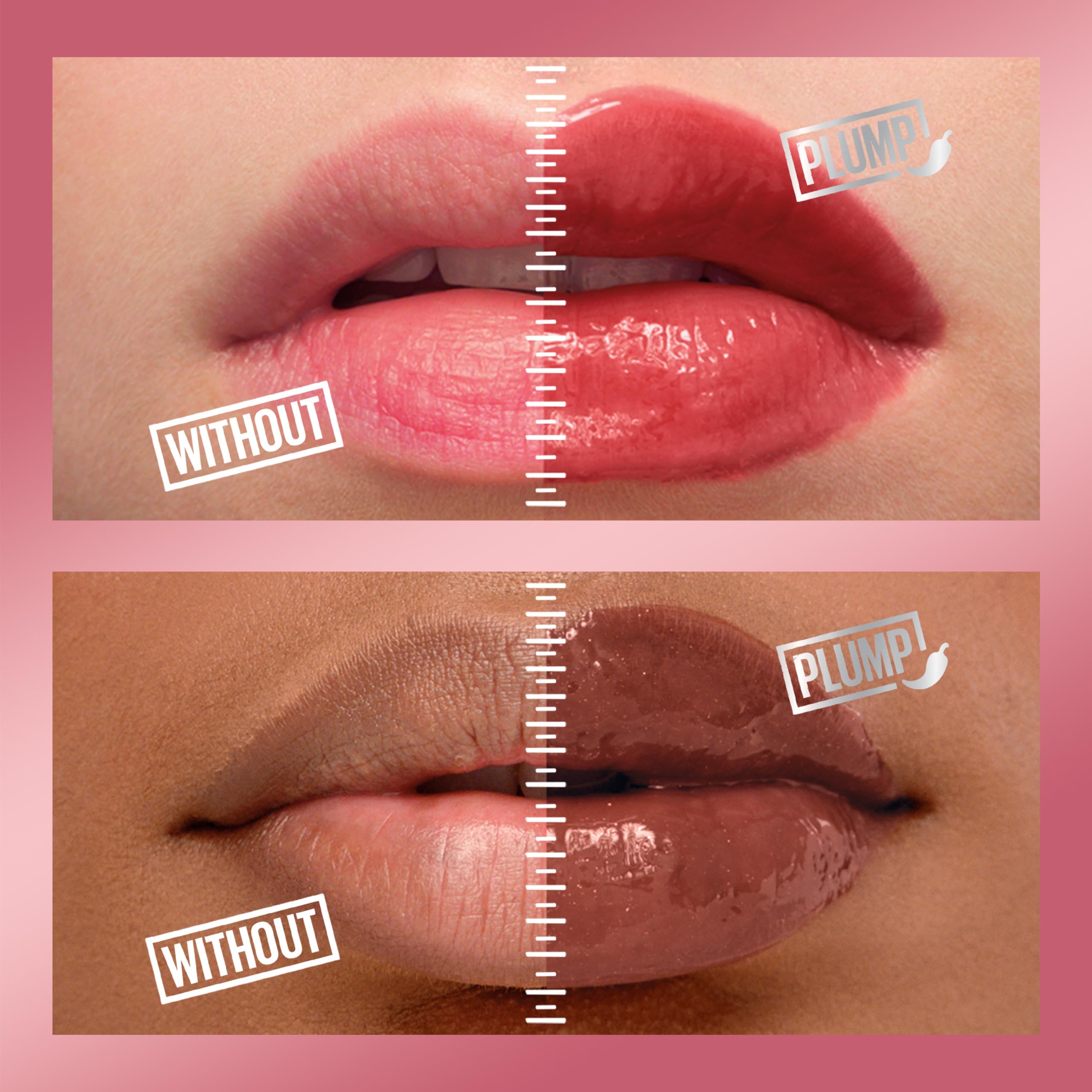 MAYBELLINE Lifter Gloss Plump, efecto calor para labios con brillo sedoso.