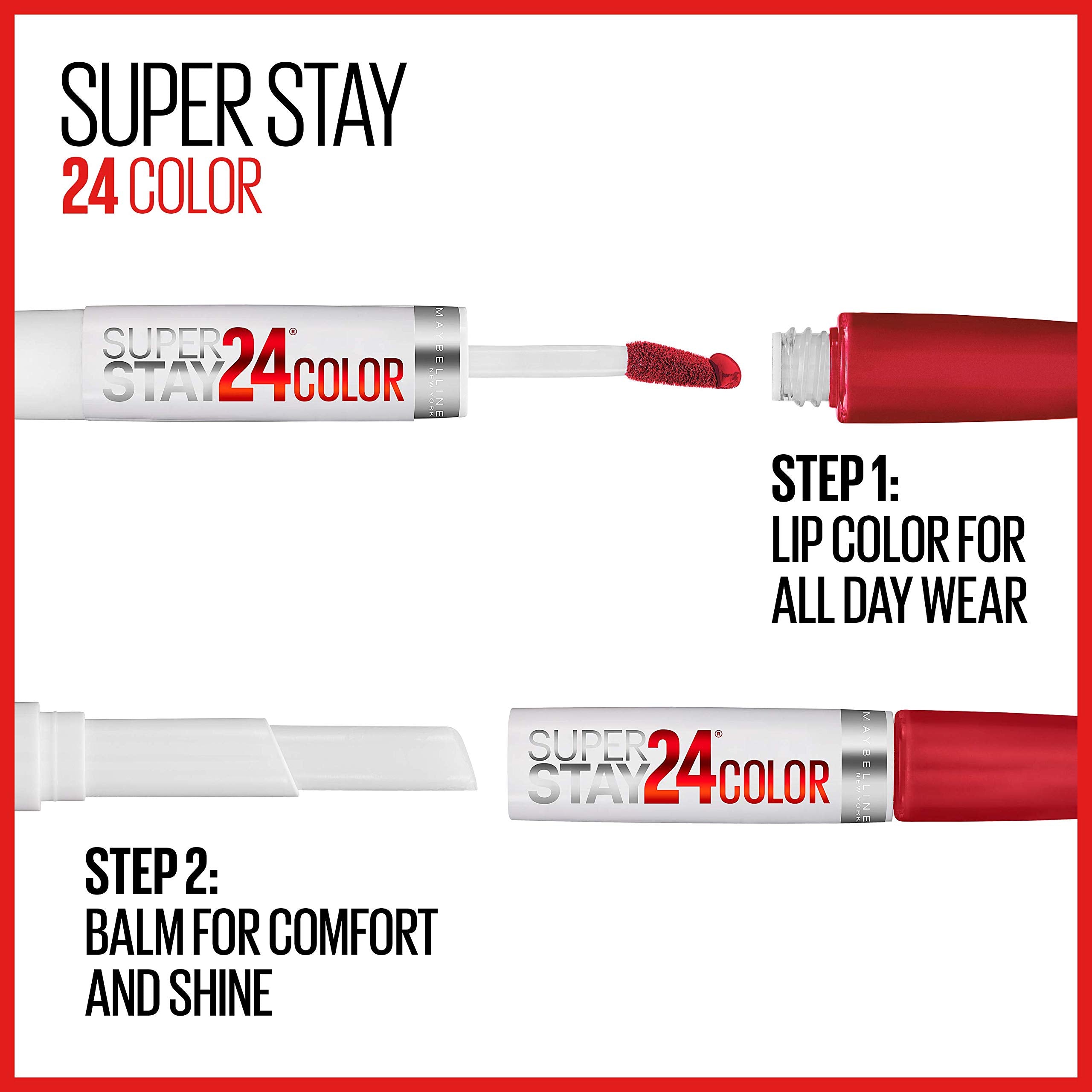 MAYBELLINE Super Stay 24 muestra colores en labios para orientar la elección.