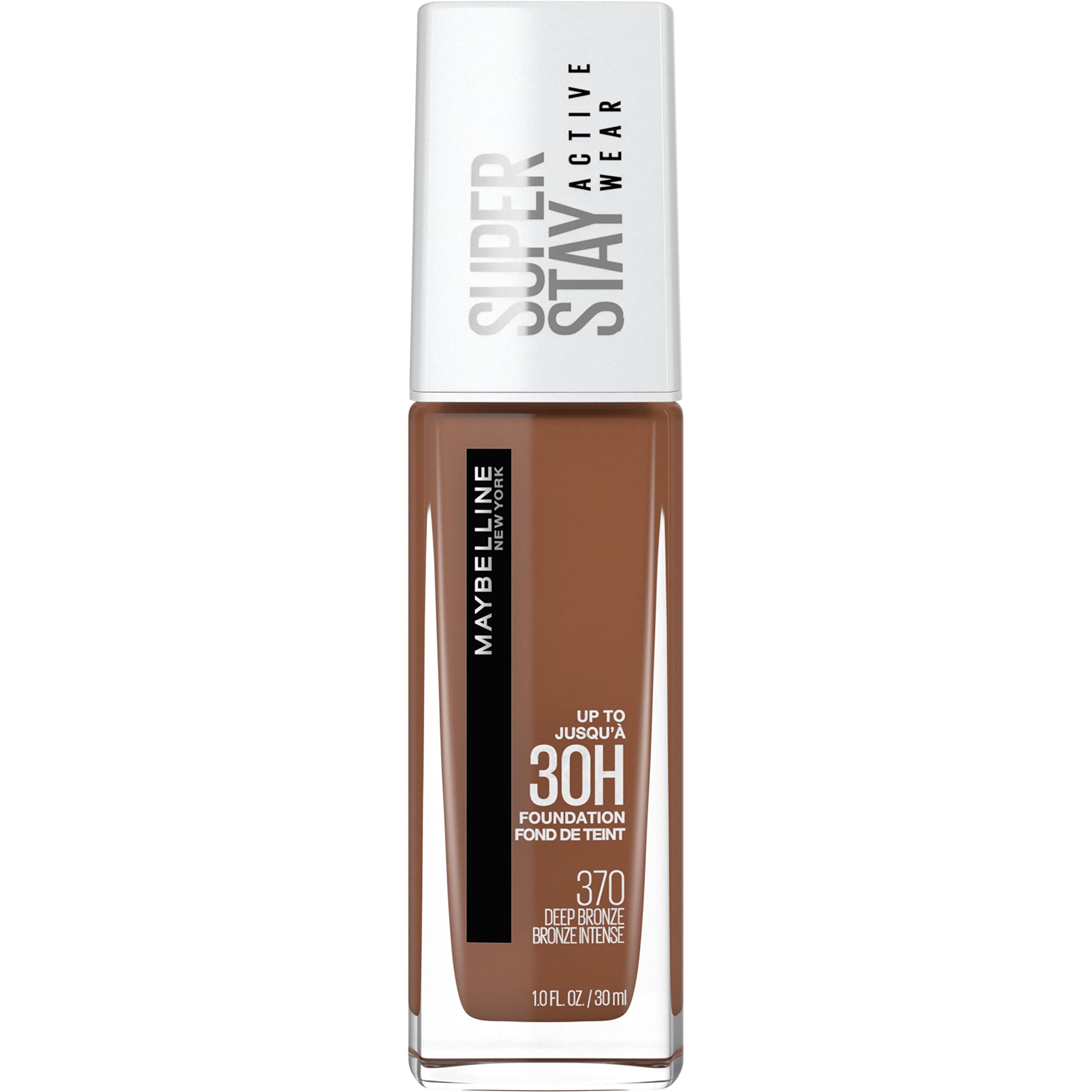 Maybelline Super Stay botella muestra tono bronce profundo con cobertura duradera