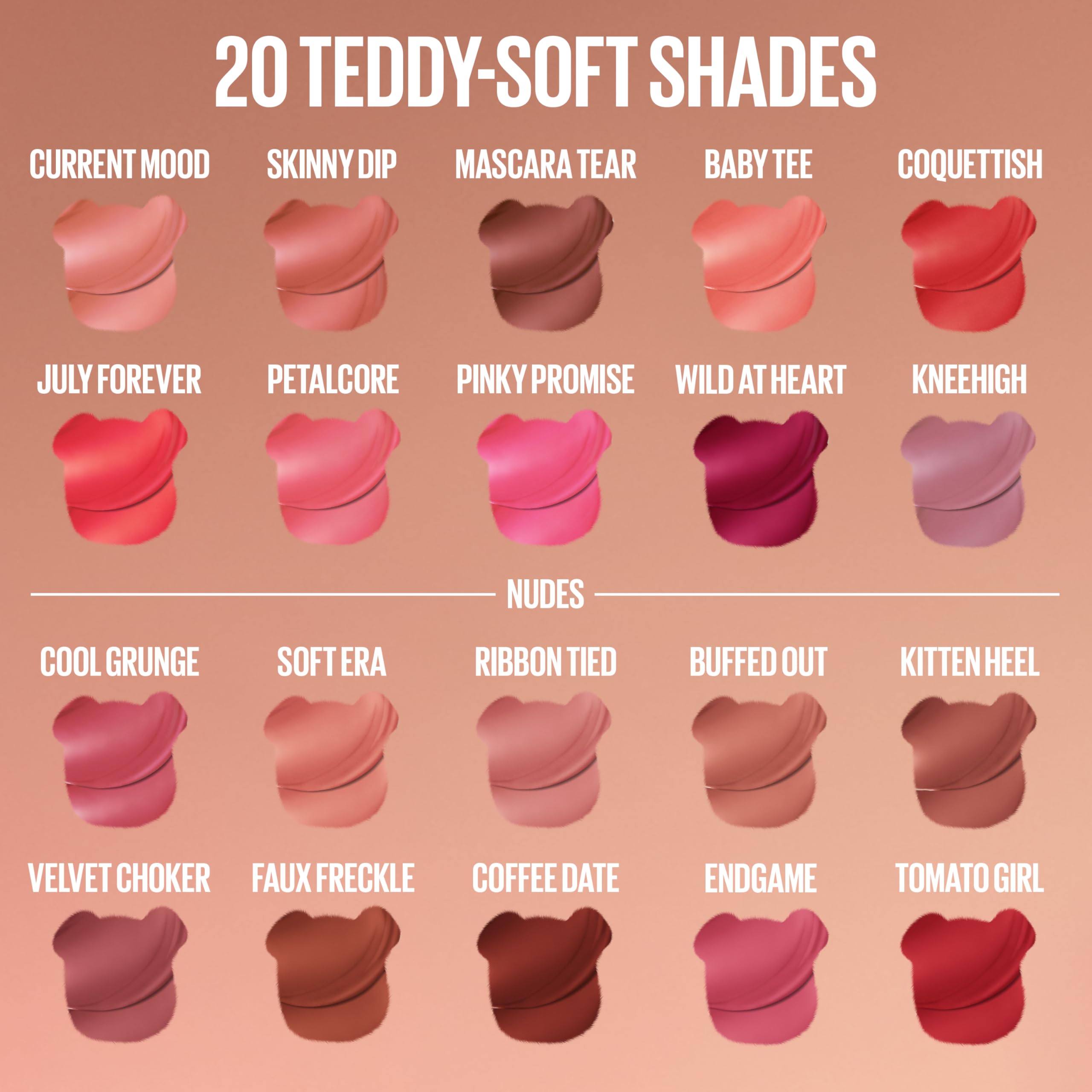 Duración de hasta 12 horas con Teddy Tint de MAYBELLINE.