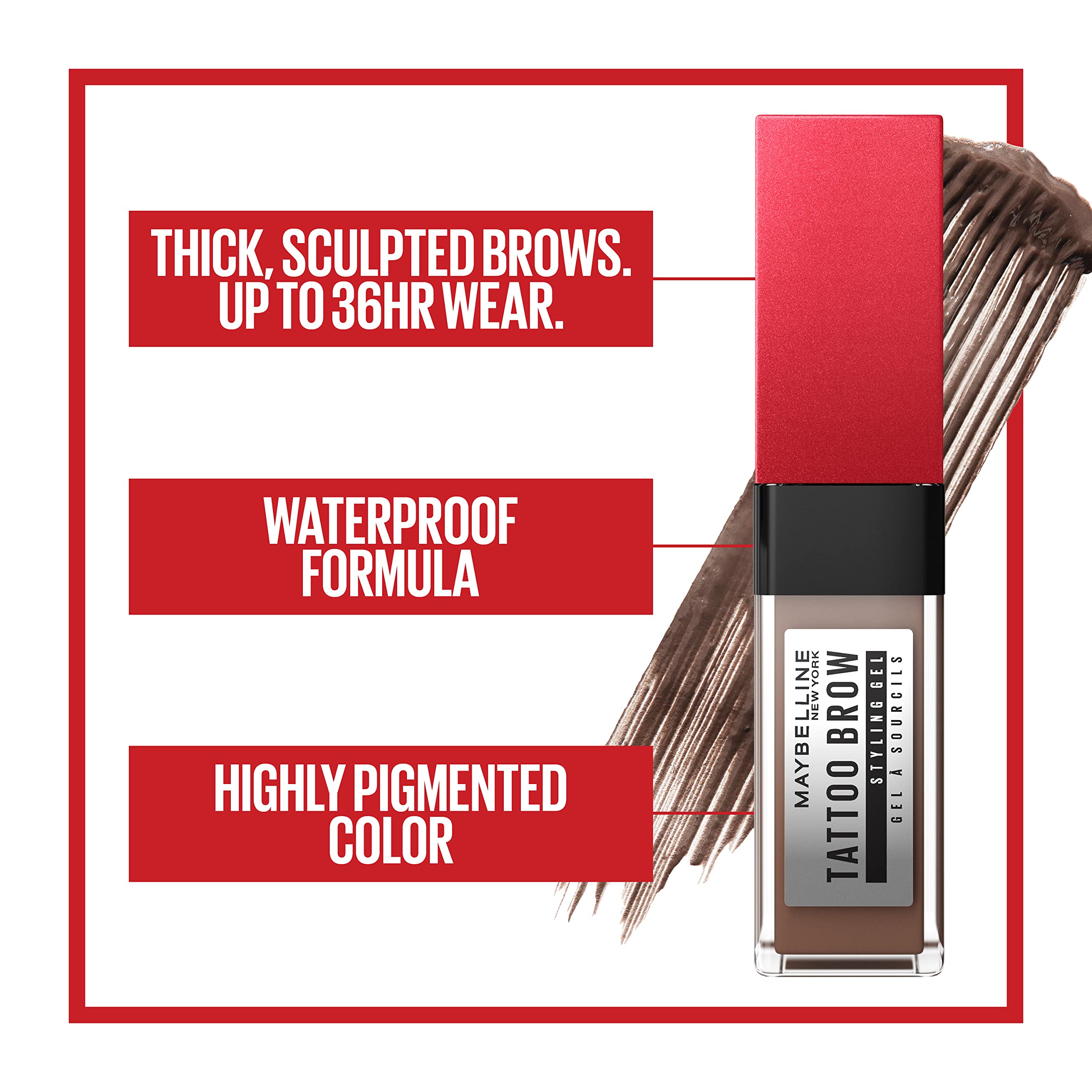 Maybelline Tattoo Studio Brow Styling Gel, se retira fácilmente con desmaquillante.
