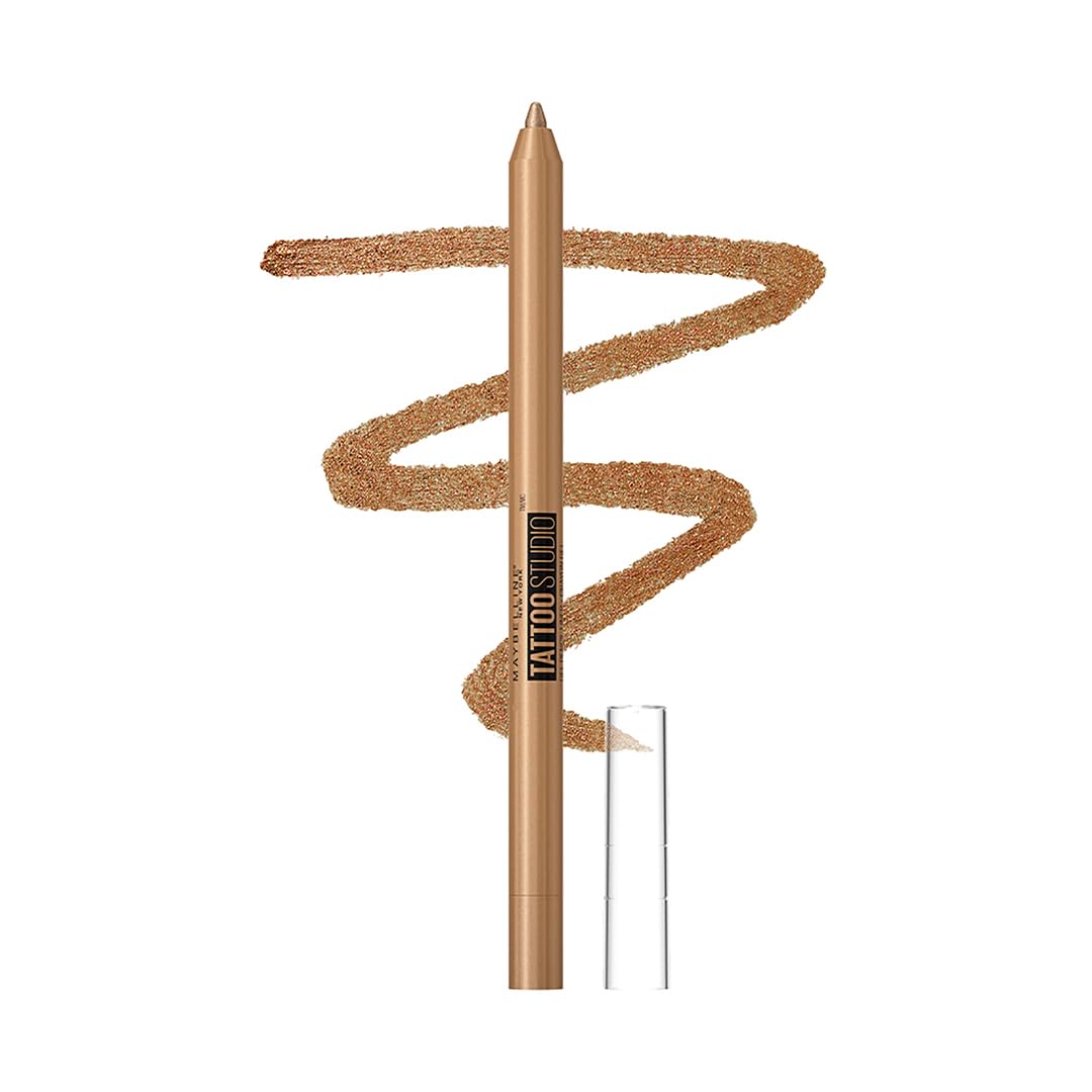 Maybelline Tattoo Studio bronce glitz, delineador a prueba de agua con acabado metalizado para looks duraderos.