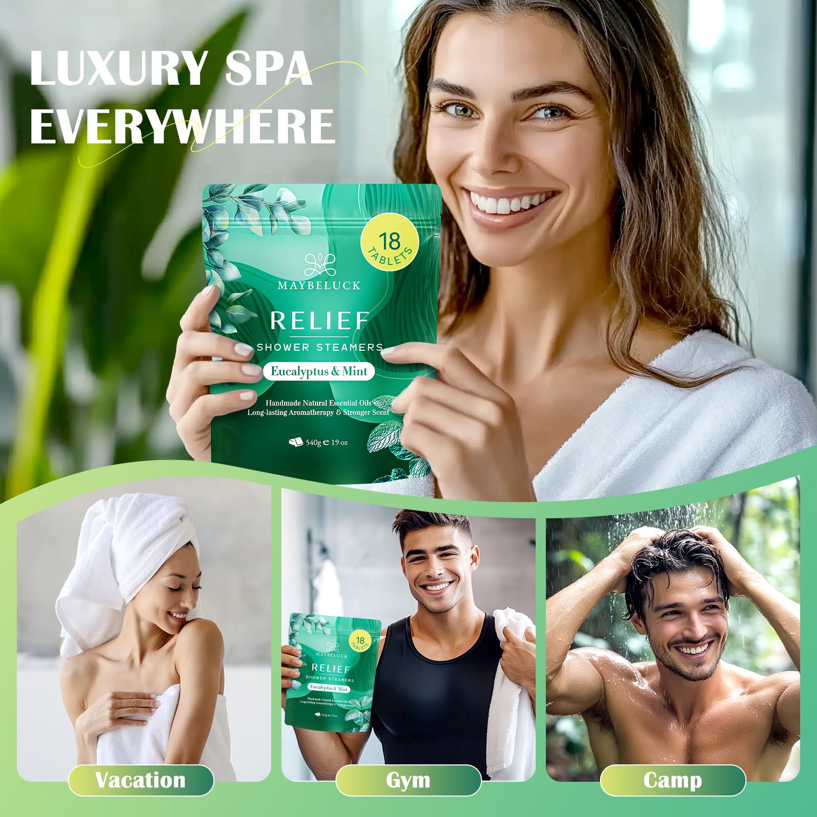 Difusión de aroma de eucalipto y menta en la ducha
