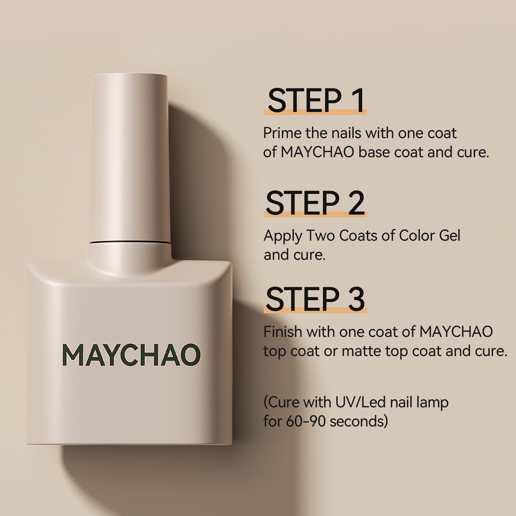 MAYCHAO gel camaleon curado bajo LED en 60-120 segundos.