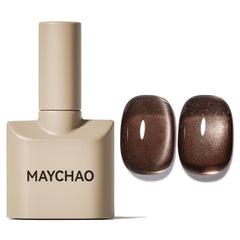 Maychao esmalte gel ojo de gato marron negro con efecto holografico para uñas
