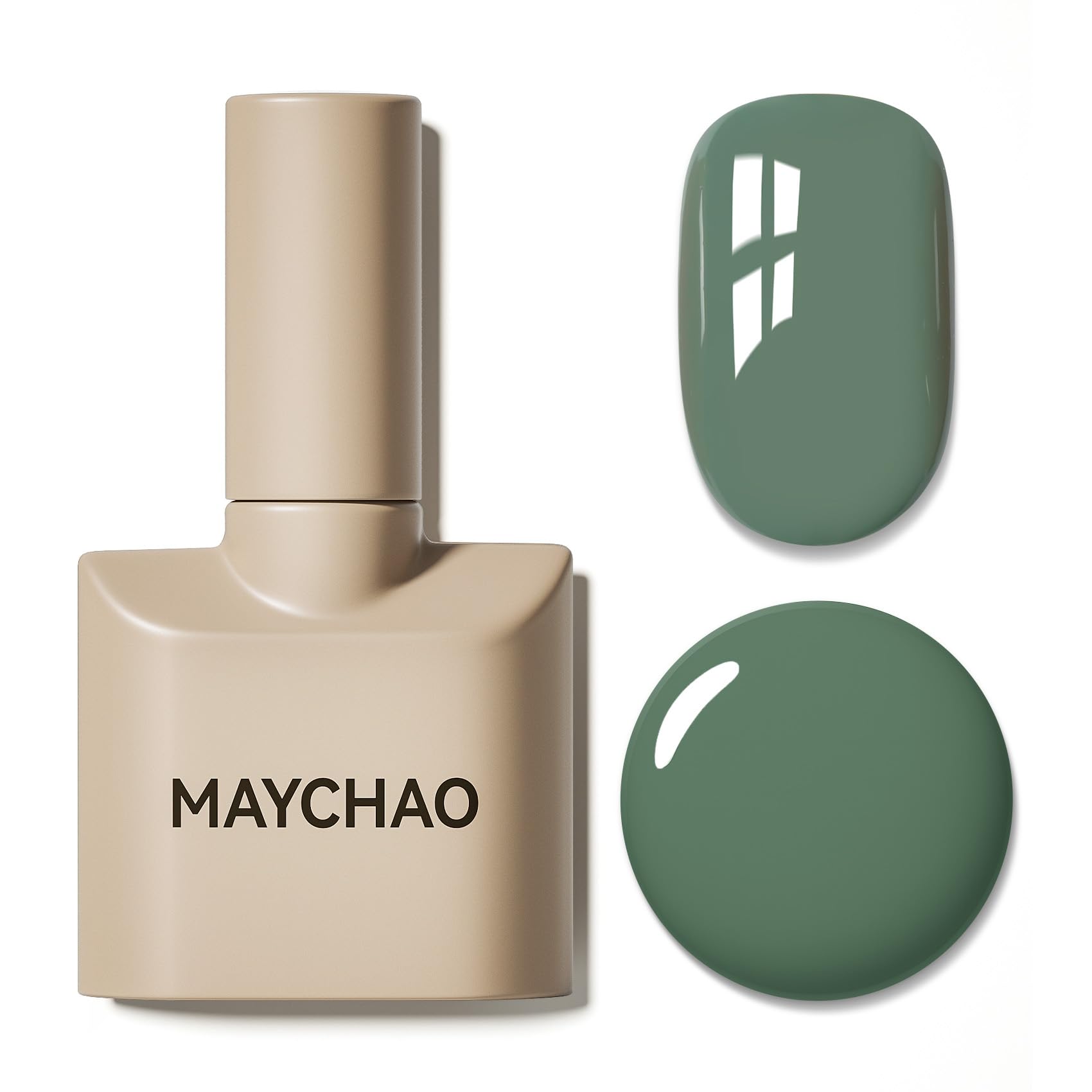 MAYCHAO esmalte gel verde salvia 15 ml, color elegante y duradero para uñas diarias.
