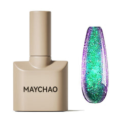 MAYCHAO gel camaleon, bote verde-morado, efecto de cambio de color para uñas.