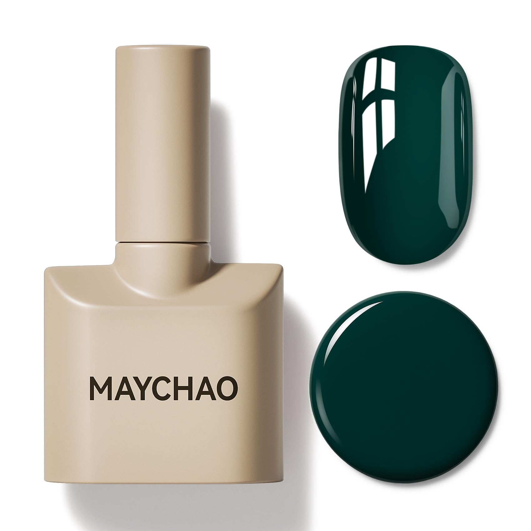 MAYCHAO gel esmalte verde esmeralda, curado con luz LED para un acabado duradero.