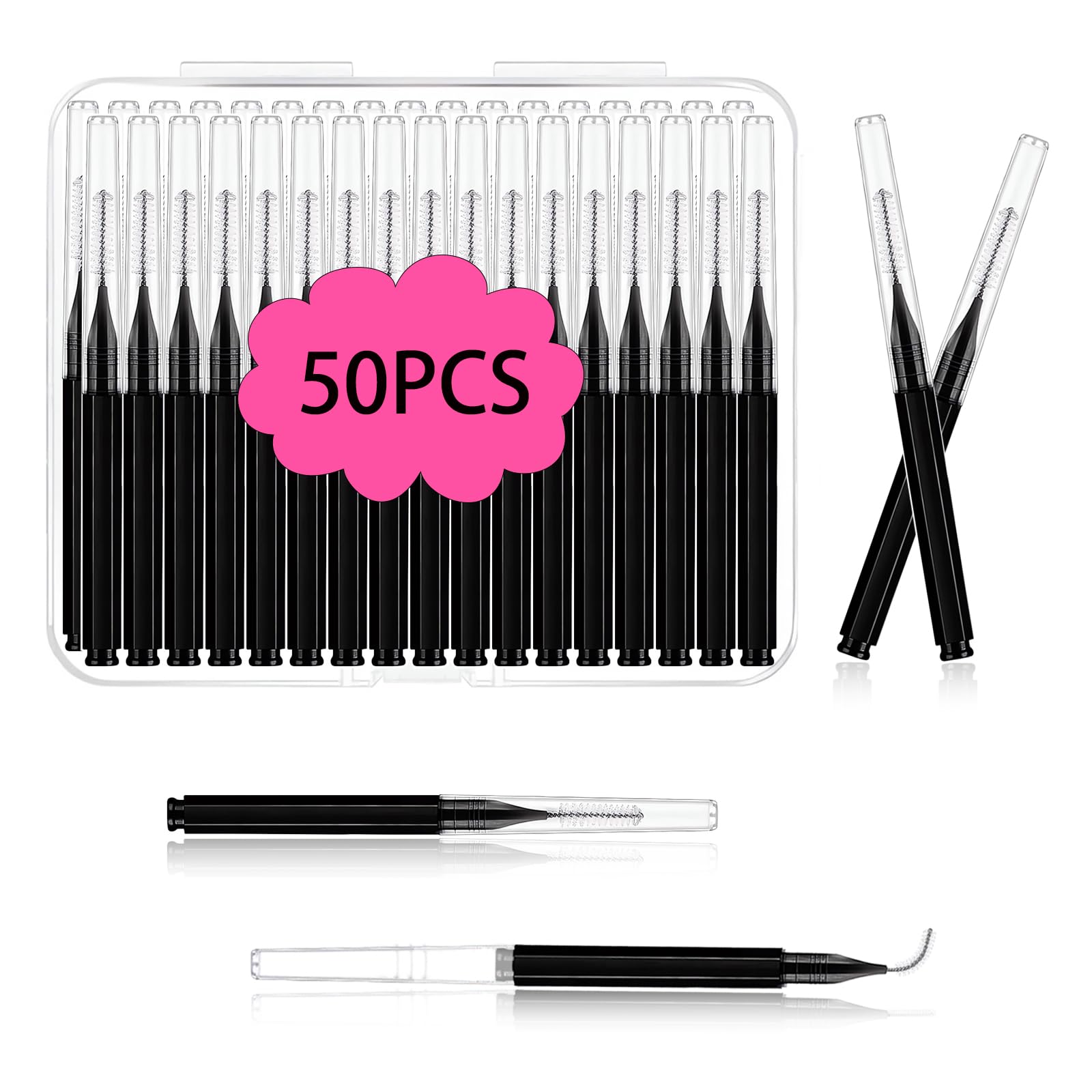 MAYEEN micro-cepillo para cejas con tapa, precisión para peinado diario.