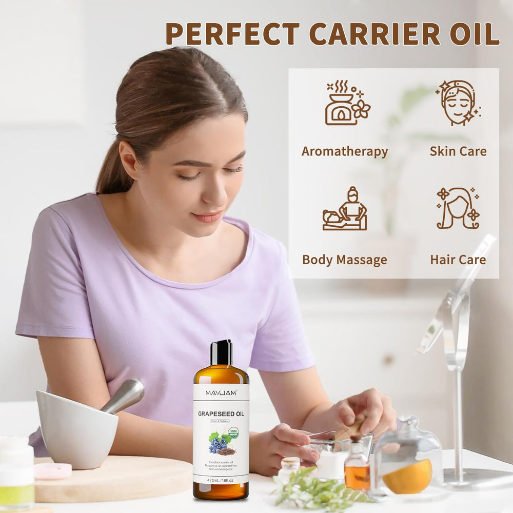 MAYJAM textura ligera de aceite de uva con absorción rápida.