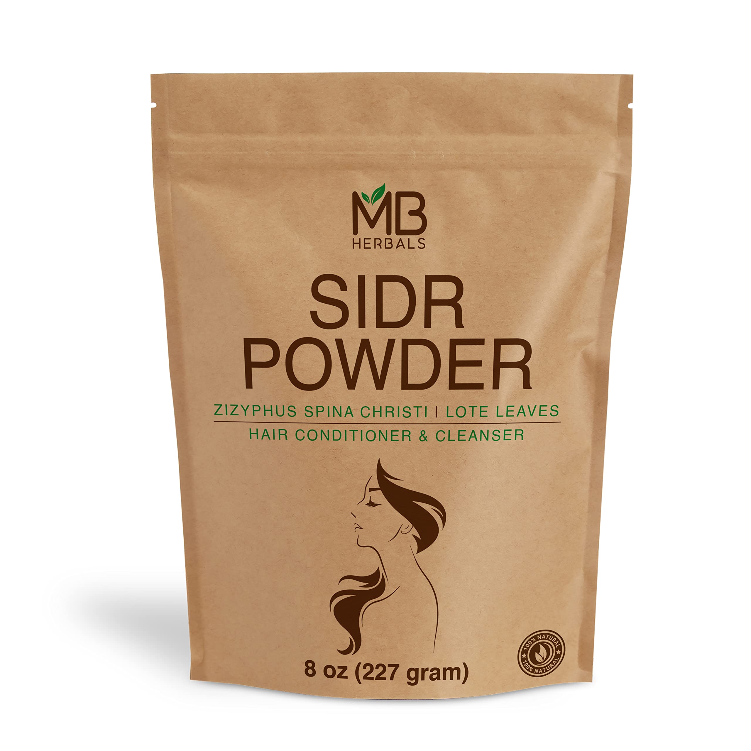 MB Herbals Sidr polvo 227 g, polvo de Sidr para cuidado capilar suave.