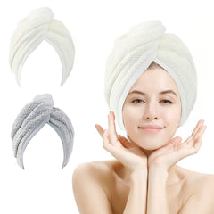 Toalla para cabello M-bestl de microfibra absorbente, dos toallas en beige y gris, secado rápido.