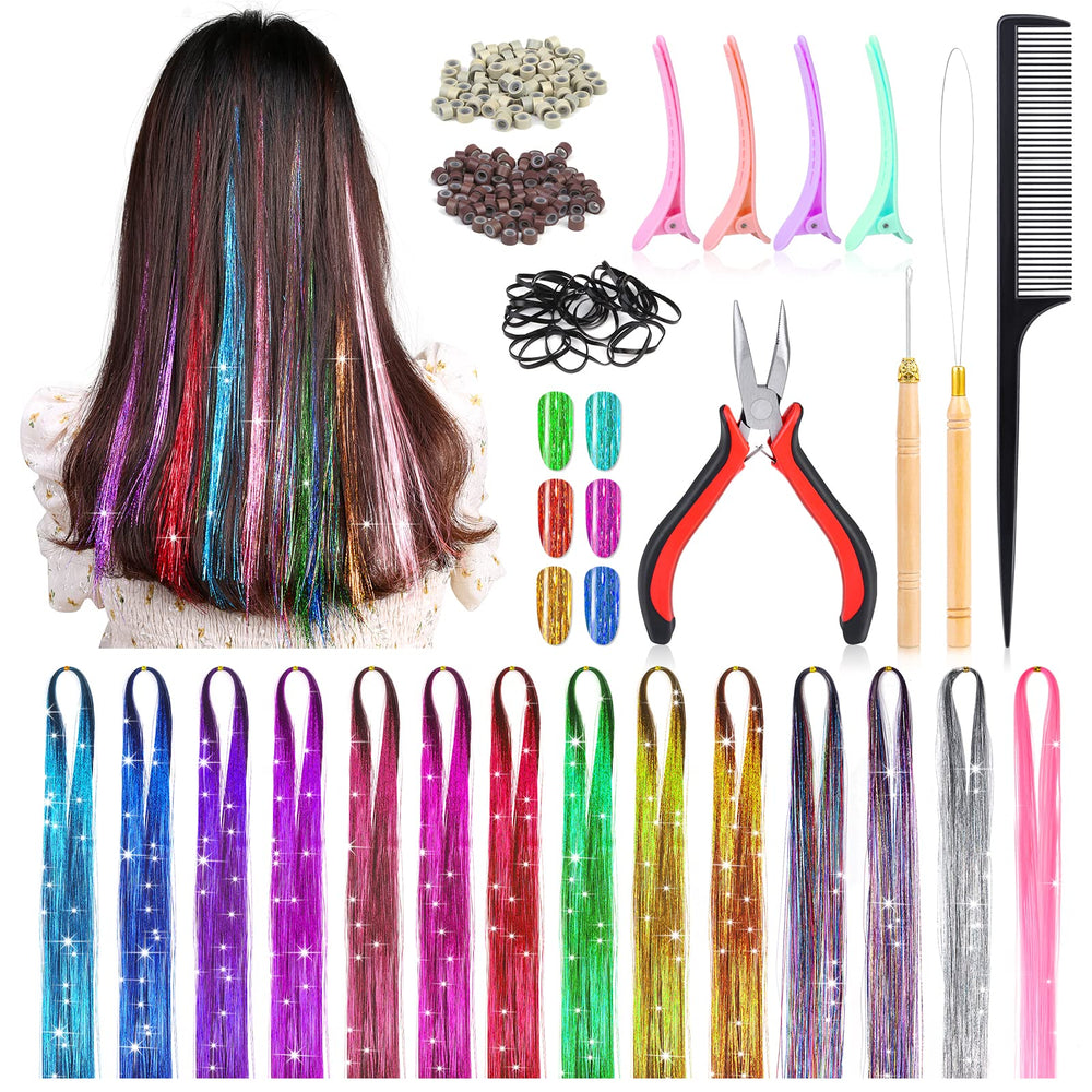 Kit de tinsel para cabello Mckanti con 14 colores para estilo diario