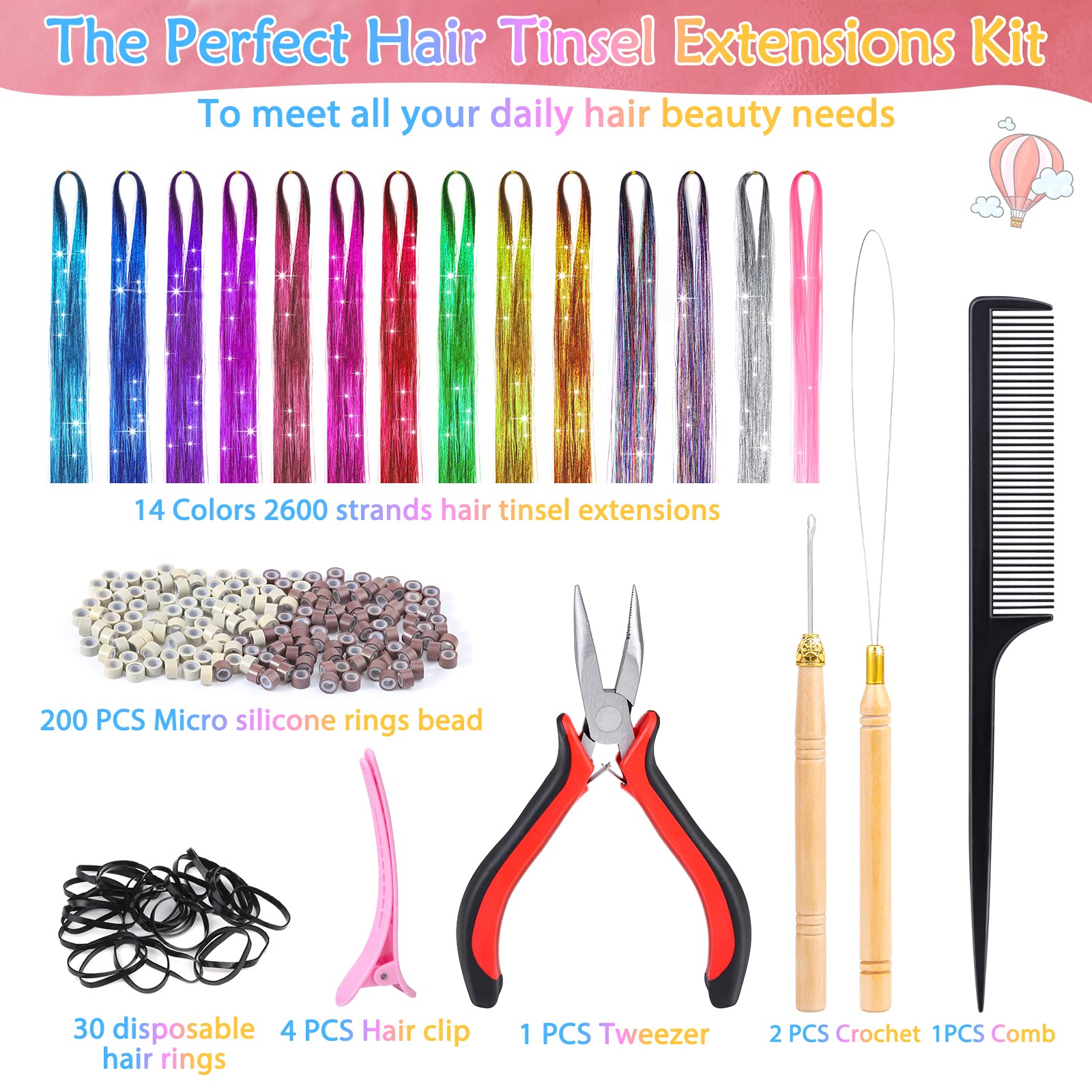 Mckanti tinsel cabello con 2800 hebras para looks brillantes